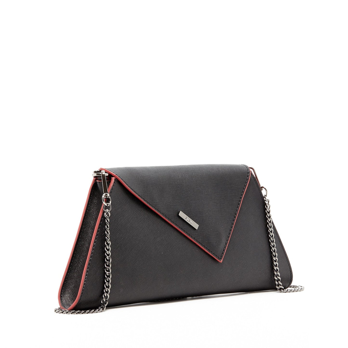 Angelica Black Leather Clutch Bag