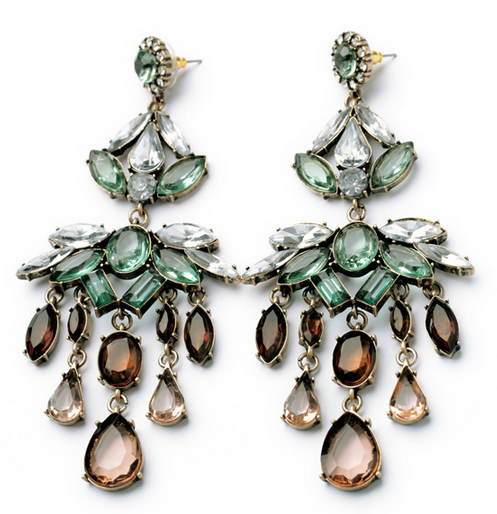 Vintage Green Crystal Flower Fashion Drop Earrings