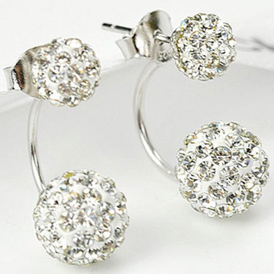 Two Sides Crystal Balls Studded Earrings (Sold Out)