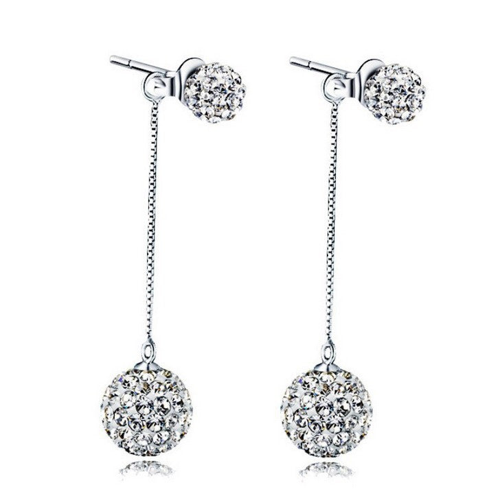 Two Sides Crystal Dropped Earrings (Sold Out)
