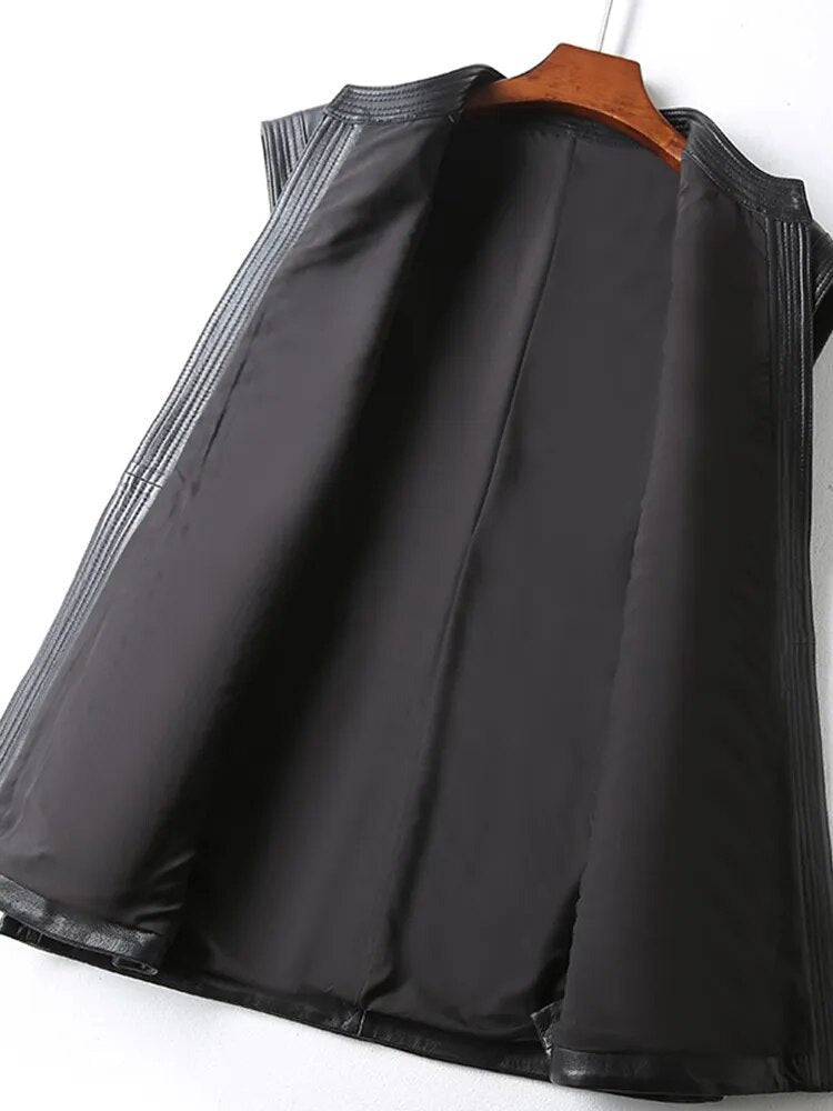 Luxury Black Faux Leather Vest