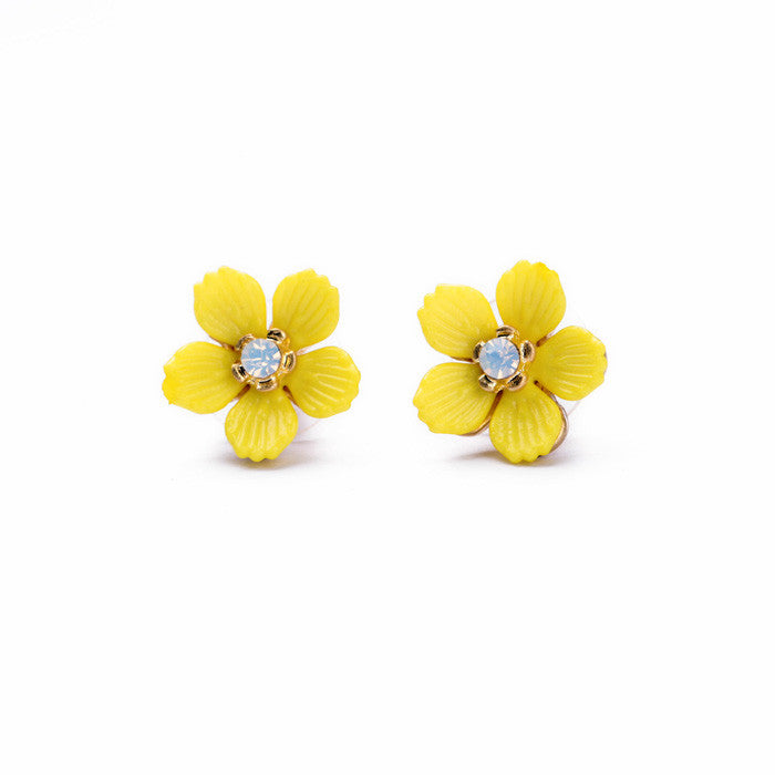 Elegant Resin Yellow Small Flowers Stud Earrings