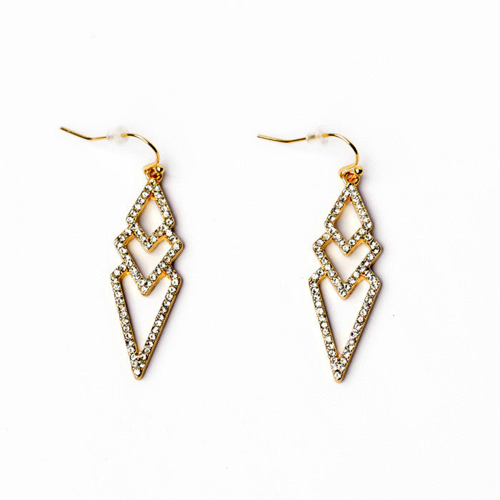 Gold Plated Rhinestone Drop Earrings
