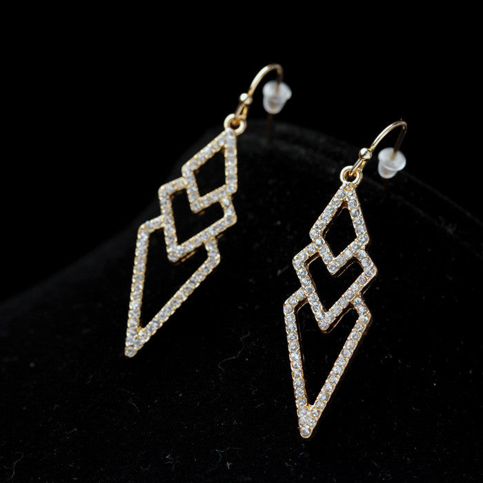 Gold Plated Rhinestone Drop Earrings