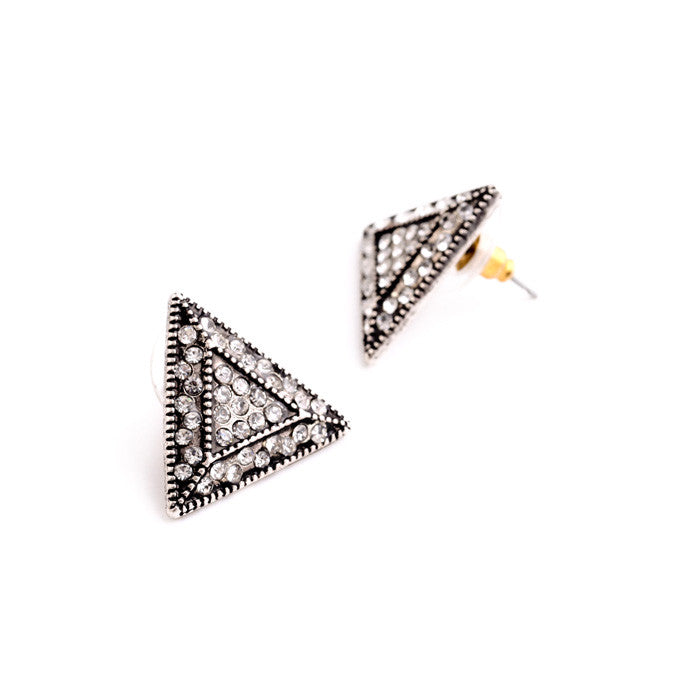 Crystal Geometric Triangle Stud Earrings