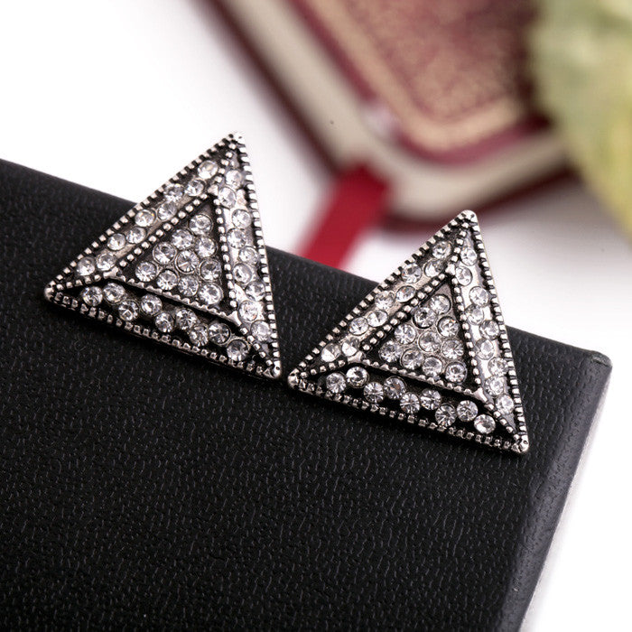 Crystal Geometric Triangle Stud Earrings