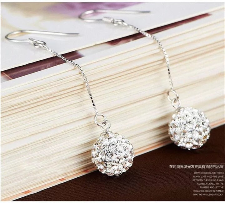 100% Sterling Silver Earrings with Sparkling Balls