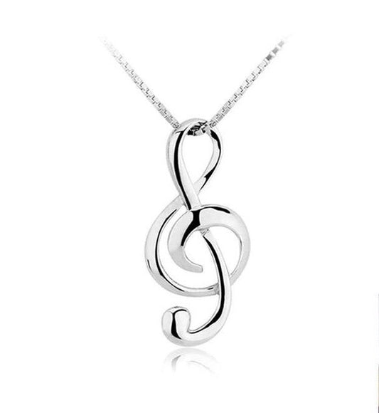 Musical Note 925 Sterling Silver Pendants Necklace