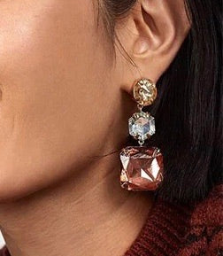 Elegant Statement Acrylic Crystal Drop Earrings