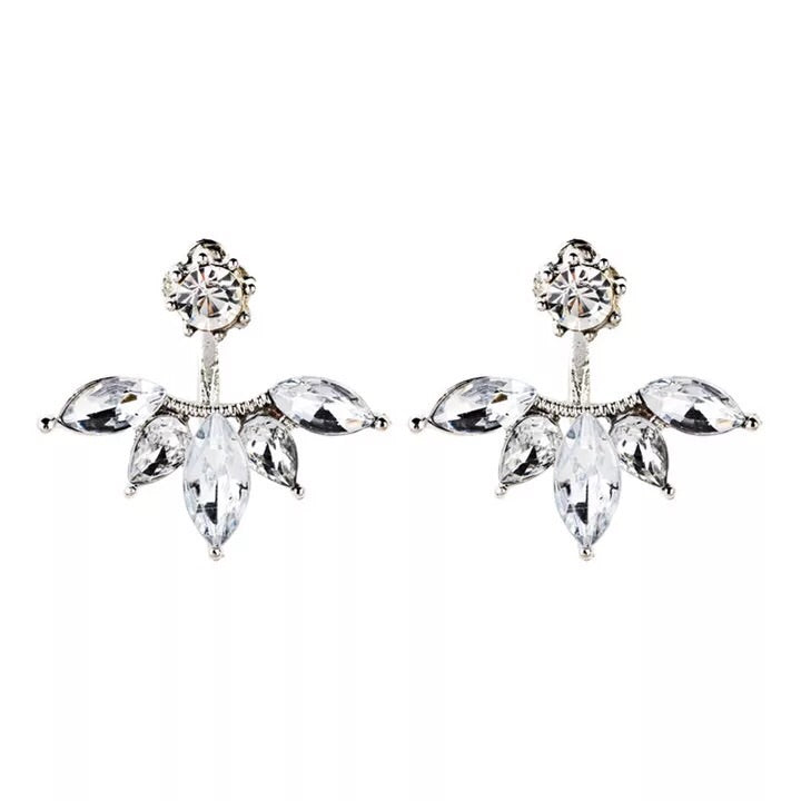 Elegant 2 Sides Crystal Stud Earrings
