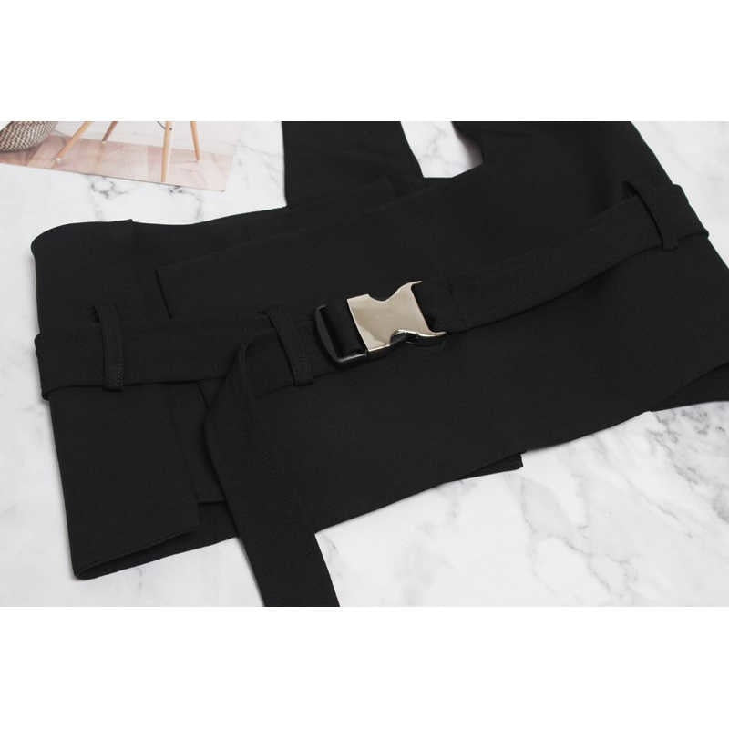 Black Asymmetrical One Shoulder Bandage Vest with Adjustable Waist Stap