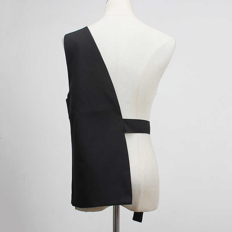 Loose Fit One Side Buckle Fashion Vest with Adjustable Strap