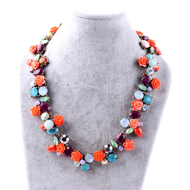 Colorful Bouquet Collar Statement Necklace (Out Of Stock)
