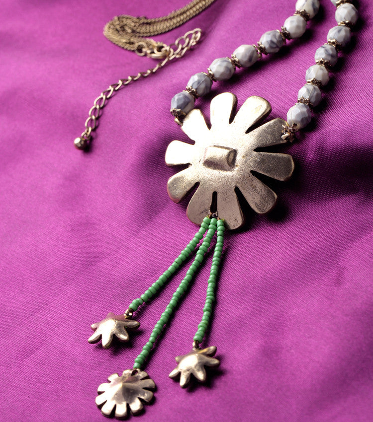 White Wildflower Pendant Necklace
