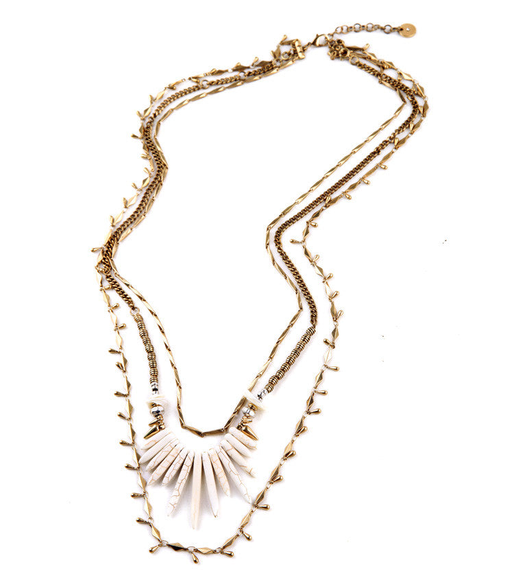 Natural Stone Long Chain Removable Multi Layer Necklace